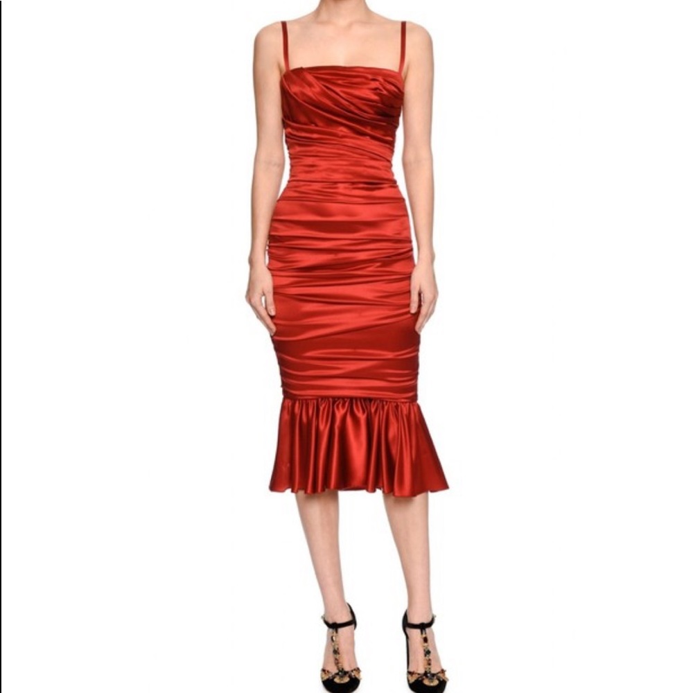 Dolce & Gabbana red rushed dress